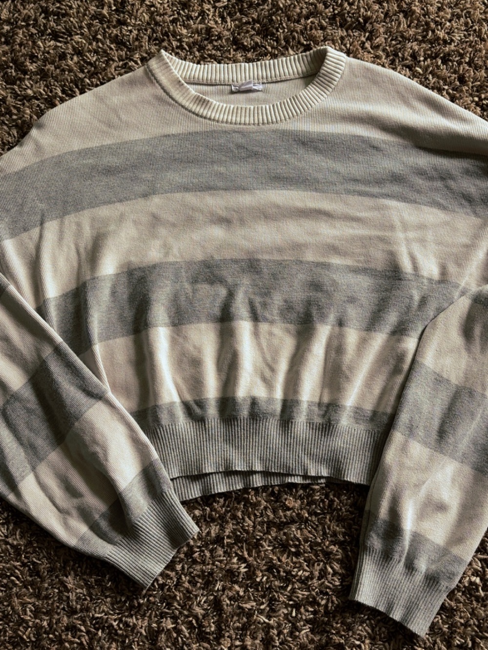 Garage Striped Cropped Sweater in Cream and Gray